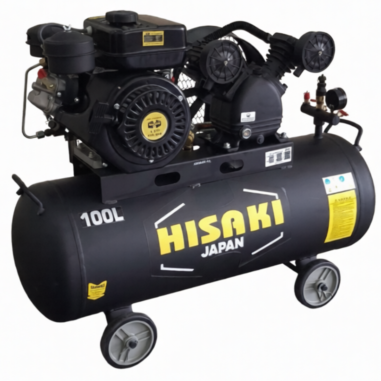 Heavy Compressor Machine Powerful Hisaki 100 Litres Belt-Driven Diesel Air Compressor 8.5HP ...